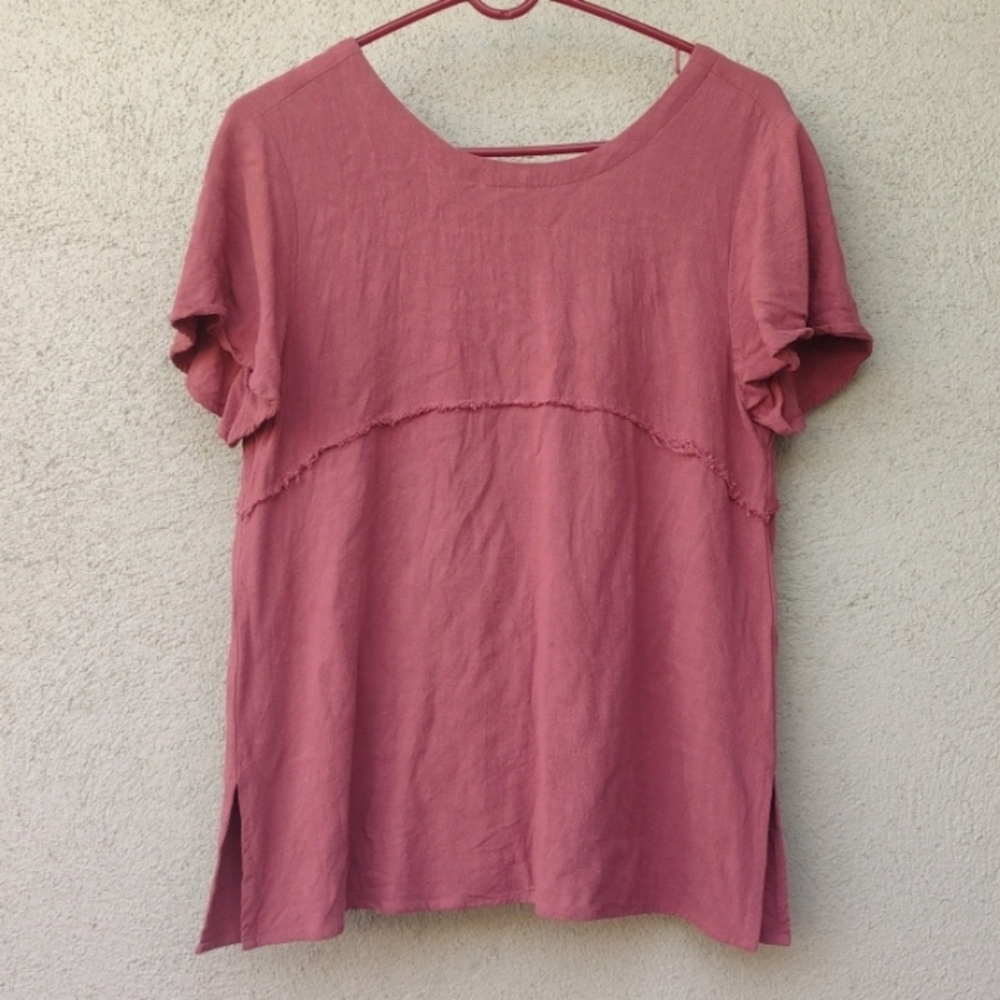Doe & Rae Linen Blend Dusty Rose Top M
